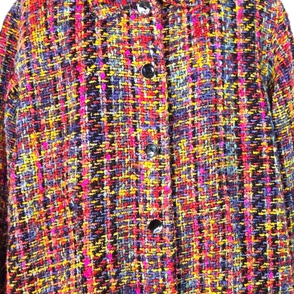 Chicos Multicolor Chenille Tweed Button-Front Jacket Size 16 Bright Warm Classic - Picture 4 of 7